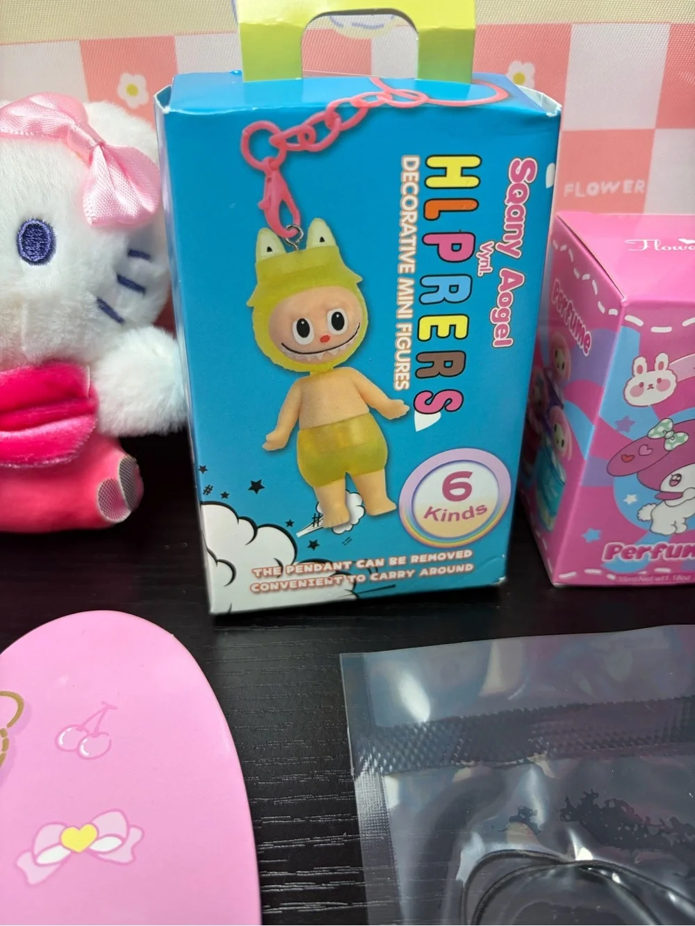Sanrio Pink Checkered Kids Toiletry Bag with Bear Design FILLED WITH GOODIES!!